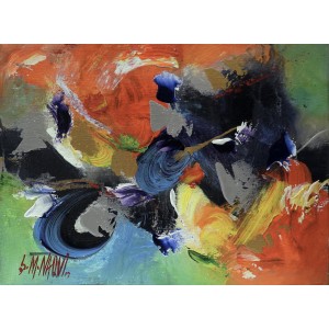 S. M. Naqvi, Acrylic on Canvas, 10  x 14 Inch, Abstract Painting, AC-SMN-032